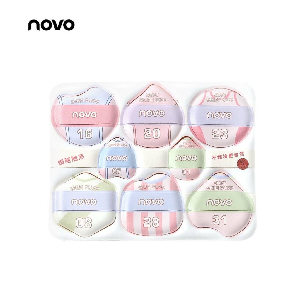 9100 (ใหม่/แท้) NOVO พัฟ 8 ชิ้น เซ็ตพัฟแต่งหน้า นุ่มพิเศษ ใช้ได้ทั้งแห้งและเปียก พัฟแป้ง