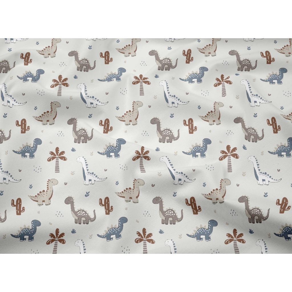 ผ้าคอตตอน 100% คอตตอนทอทวิล ผ้าเมตร ตัดขายเป็นเมตร ผ้าหน้ากว้าง 1.6 เมตร พิมพ์ลาย Dinosaur