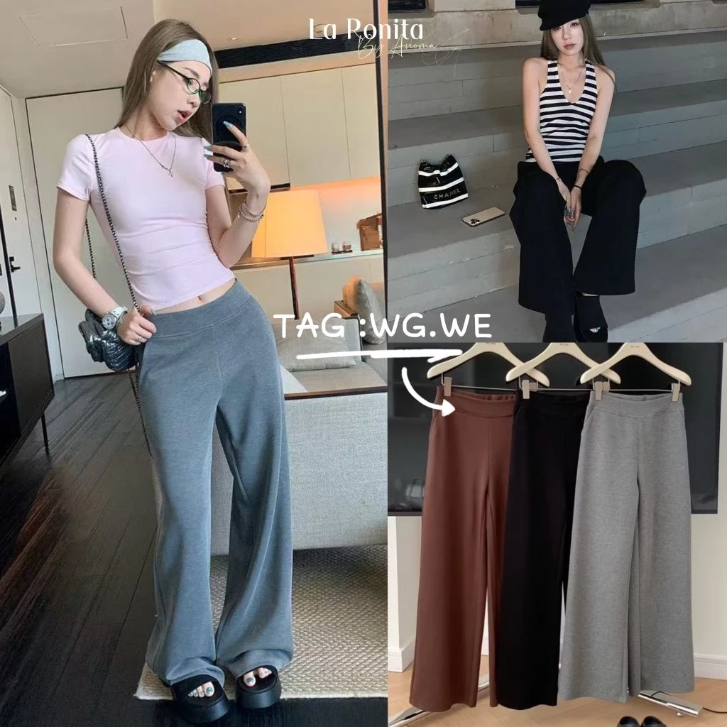 ✅️พร้อมส่ง *จาก🇹🇭 #9763 ✨️TAG: WG.WE 🇰🇷 กางเกงเอวยางยืด 2 Size มีกระเป๋าข้าง ผ้านุ่มใส่สบาย แมทง่าย สวยทุกสี
