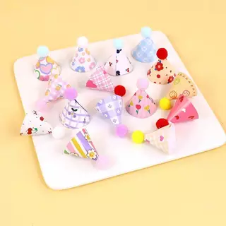 หมวกจิ๋วแต่งเค้กวันเกิด หมวกแต่งเค้กแฟนซี ชุด15ชิ้น (กล่องชมพู)