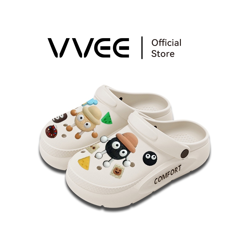 VVEE รองเท้าแตะลายการ์ตูนน่ารัก รองเท้าแตะสำหรับกลางแจ้ง พื้นหนากันลื่น สวมใส่สบายสุดๆ