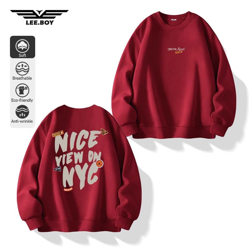เสื้อสวมหัว แขนยาวผู้ชาย บุขนกันหนาว รูปแบบตัวอักษร รูปที่ 2