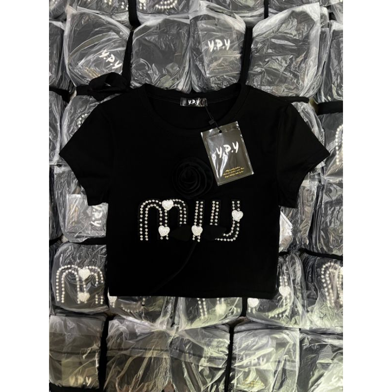 GN พร้อมส่ง เสื้อครอปรุ่นเป๊ะติดอะไหล่เพชรแน่นๆสวยอลังใส่แมทได้หลายลุคผ้าเนื้อดีใส่หน้าร้อนสบายผ้ายูนิโคล งานป้ายy.p.y ราคา ถูกที่สุด ดีลบีเคเค แกลเลอรีภาพที่ 6