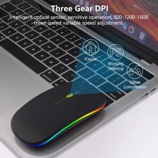 GOOJODOQ เมาส์ไร้สาย เมาส์บลูทูธ ไฟได้ เมาส์เล่นเกมแบบ Mouse ปิดเสียง ไฟ Led