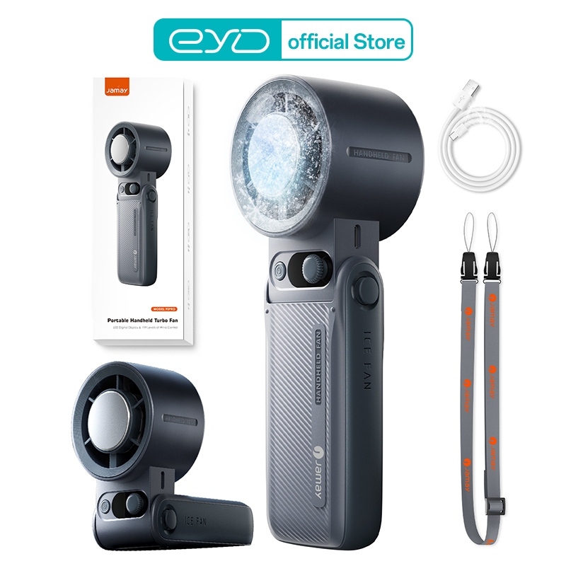 JAMAY พัดลมพับได้ พัดลมไร้ใบพัด8000mAh ปรับระดับได้ 199ระดับ พกพาขนาดเล็ก ชาร์จUSBพัดลมระบายความร้อน