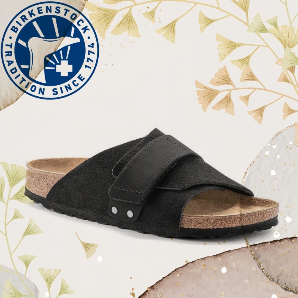 BIRKENSTOCK Kyoto black Velcro slippers สีดำ รองเท้าแตะ ของแท้ 100 % รองเท้า
