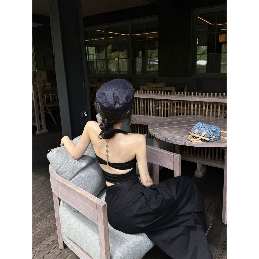 Bentoy(bratop10134)เสื้อกล้ามมีฟองน้ำในตัว nobra ดีเทลสายห้อยคอ ว้าวหลังแต่งโซ่ลายดาวดูแพงมาก - รูปที่ 3