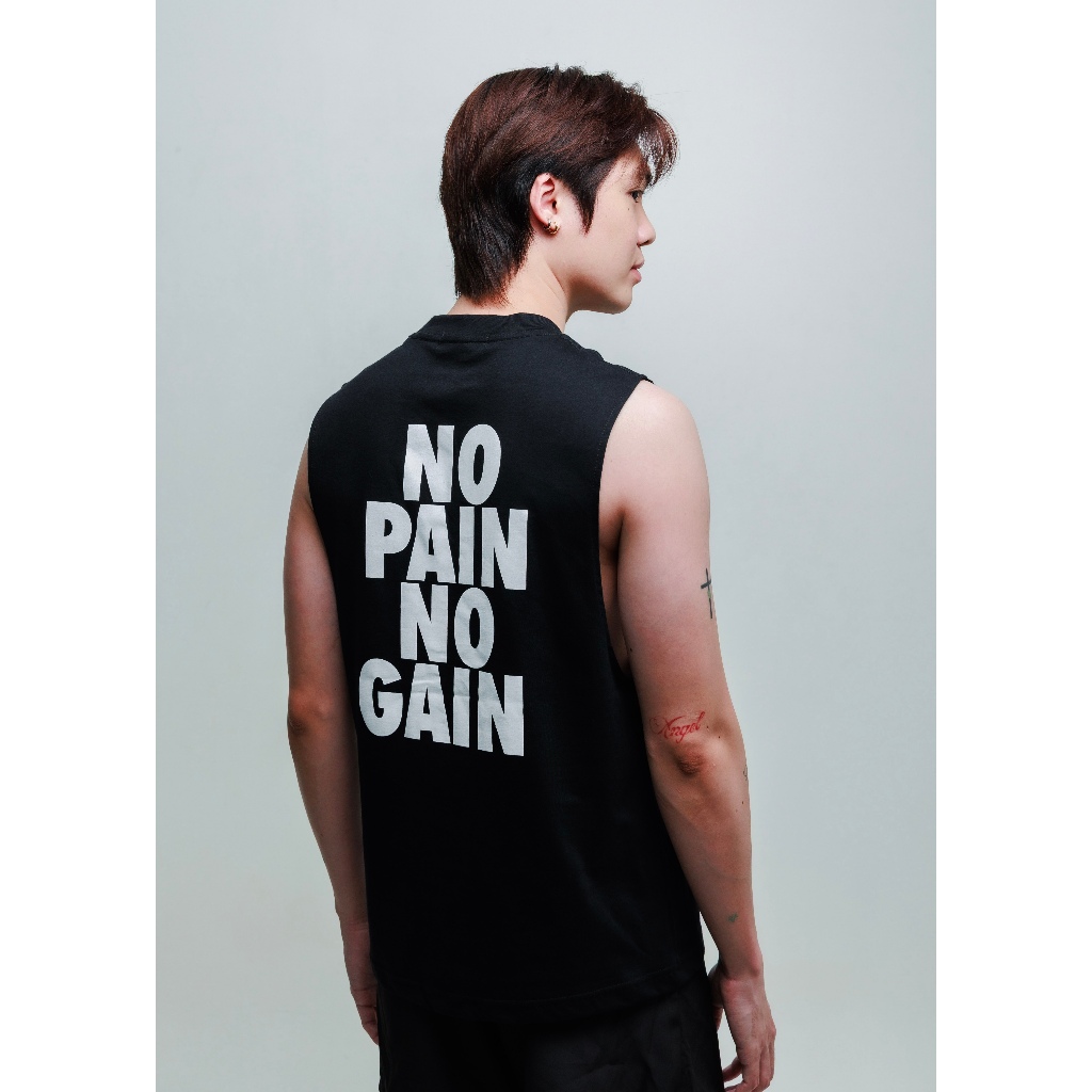 NO PAIN NO GAIN เสื้อกล้ามแขนกุดผู้ชายออกกำลังกาย แบรนด์Gain365
