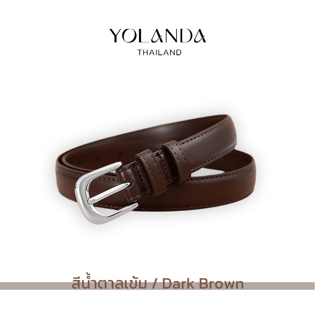 Yolanda Belt for Lady ดีไซน์เกาหลี เข็มขัดหนัง PU เส้นเล็ก เรียบหรู หัวเข็มขัดสีเงิน ดูดีแบบมีคลาส ใช้ได้ทุกวัน FF1601 - รูปที่ 7