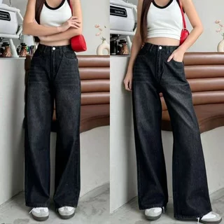 📌919JEANS📌ฟอกสนิม ทรงสวย ทรงขากระบอก สายฝอ กางเกงยีนส์ เอวสูงกระบอกตรง