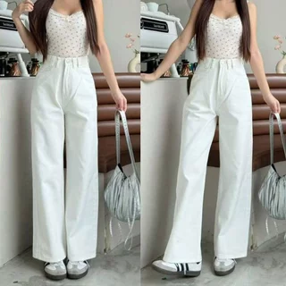 📌919JEANS📌ฟอกสนิม ทรงสวย ทรงขากระบอก สายฝอ กางเกงยีนส์ เอวสูงกระบอกตรง