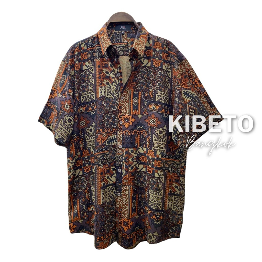 Kibeto เสื้อฮาวาย ลายวินเทจโบฮีเมี่ยน สีน้ำตาล ผ้าสปันเรยอน เนื้อนิ่ม ใส่สบาย M L XL 2XL 3XL ราคา ถูกที่สุด ดีลบีเคเค