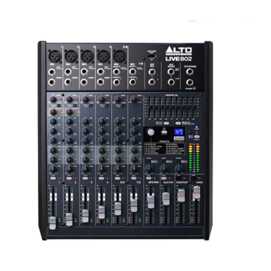 ALTO LIVE-802 มิกเซอร์อนาล็อก เสียบไมค์ได้ 5 ช่อง มอนิเตอร์ 1 Aux