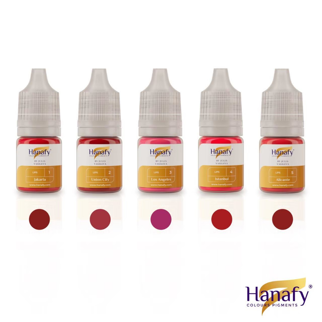 Hanafy Lips Julia 5ml. สีสักปาก โทนชมพูนู๊ด สีไฮบริด สีเชื้อน้ำ ของแท้ จากรัสเซีย