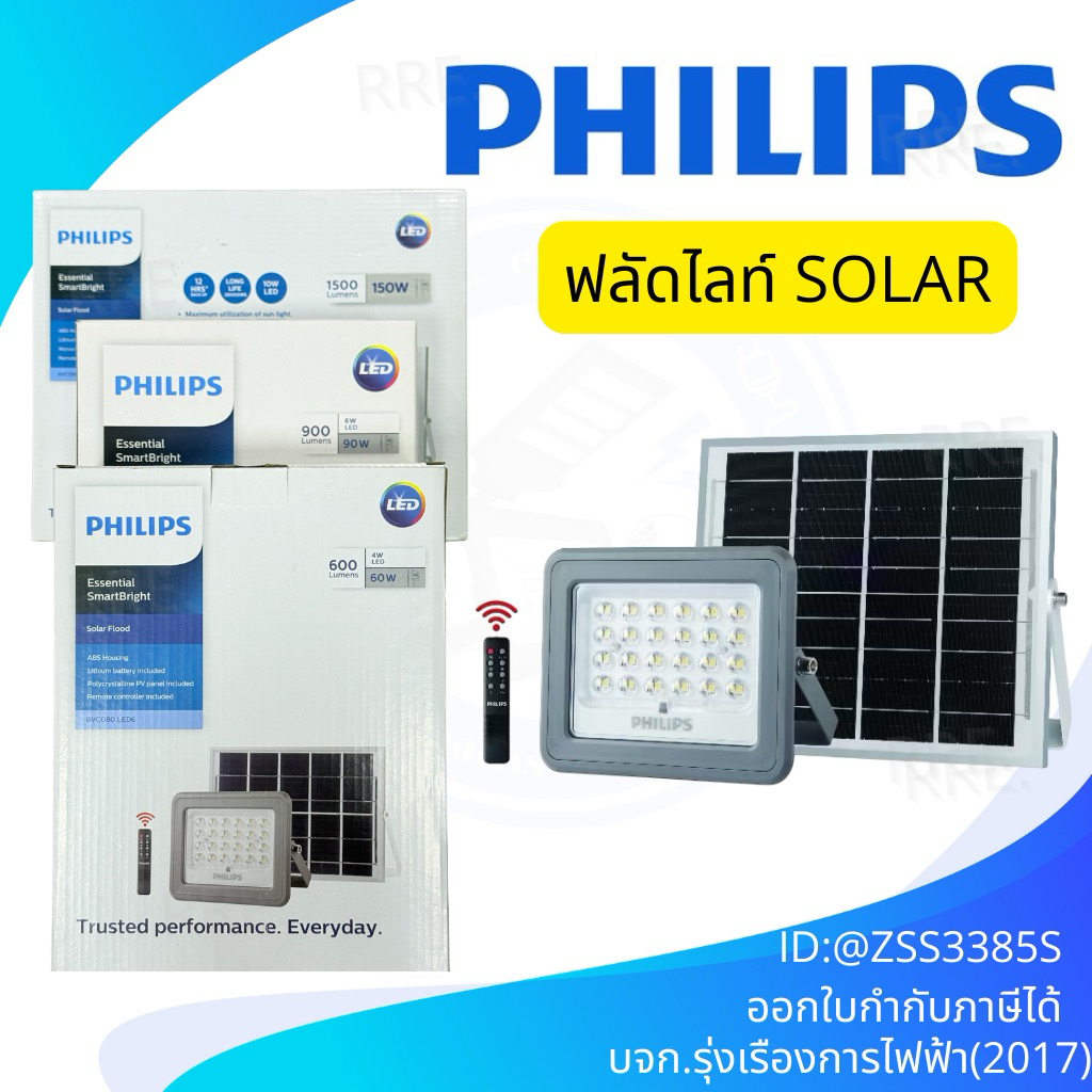 (รุ่นใหม่)PHILIPS Solarโคมไฟสปอตไลท์โซล่าเซลล์ Solar Flood Light BVC080 แผงโมโน สายยาว5เมตร 60w 90w 150w โคมโซล่าเซลล์