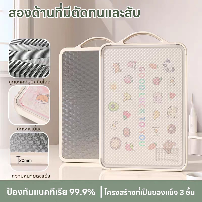 Rack เขียง(pp+สแตนเลสเกรด304)ตั้งได้ แบบหนา ป้องกันเชื้อรา แยกอาหารดิบและอาหารปรุงสุก ใช้ได้สองด้าน