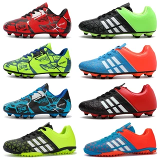รองเท้าฟุตบอล เด็ก รองเท้าสตั๊ด สีดํา สีฟ้า สีแดง 32-43