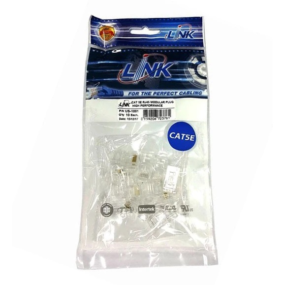 หัวแลน 8 Pin Jack Lan RJ45 Link Cat5E (US-1001) / หัวแลน RJ45 CAT6 LINK (US-1002) (แพ็ค 10 ตัว) Orig