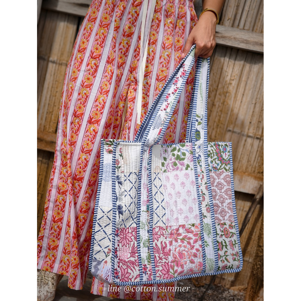 ✨👜 กระเป๋าPatch works Tote bag กระเป๋าผ้า งานHandmade ส่งตรงจากอินเดีย