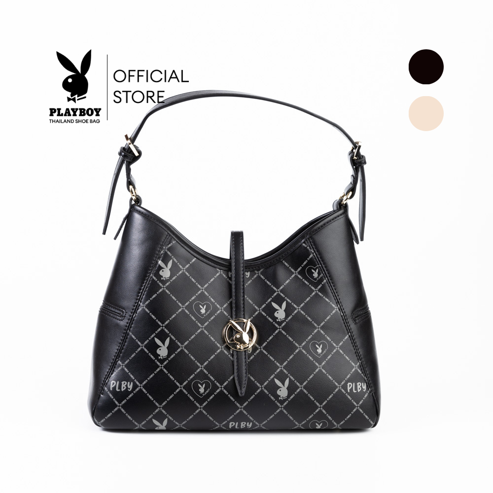 PLAYBOY รุ่น Moni Bucket Bag กระเป๋าสะพายข้างผู้หญิง รหัส ST-B253PB627 ดีไซน์ทรง Bucket ลายโมโนแกรมโลโก้ มี 2 สี