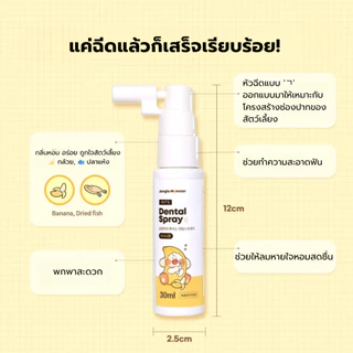 [Junglemonster] สเปรย์ทำความสะอาดช่องปากสัตว์เลี้ยง ป้องกันคราบหินปูน ขนาด 30 มล. | กลิ่นกล้วยและปลา