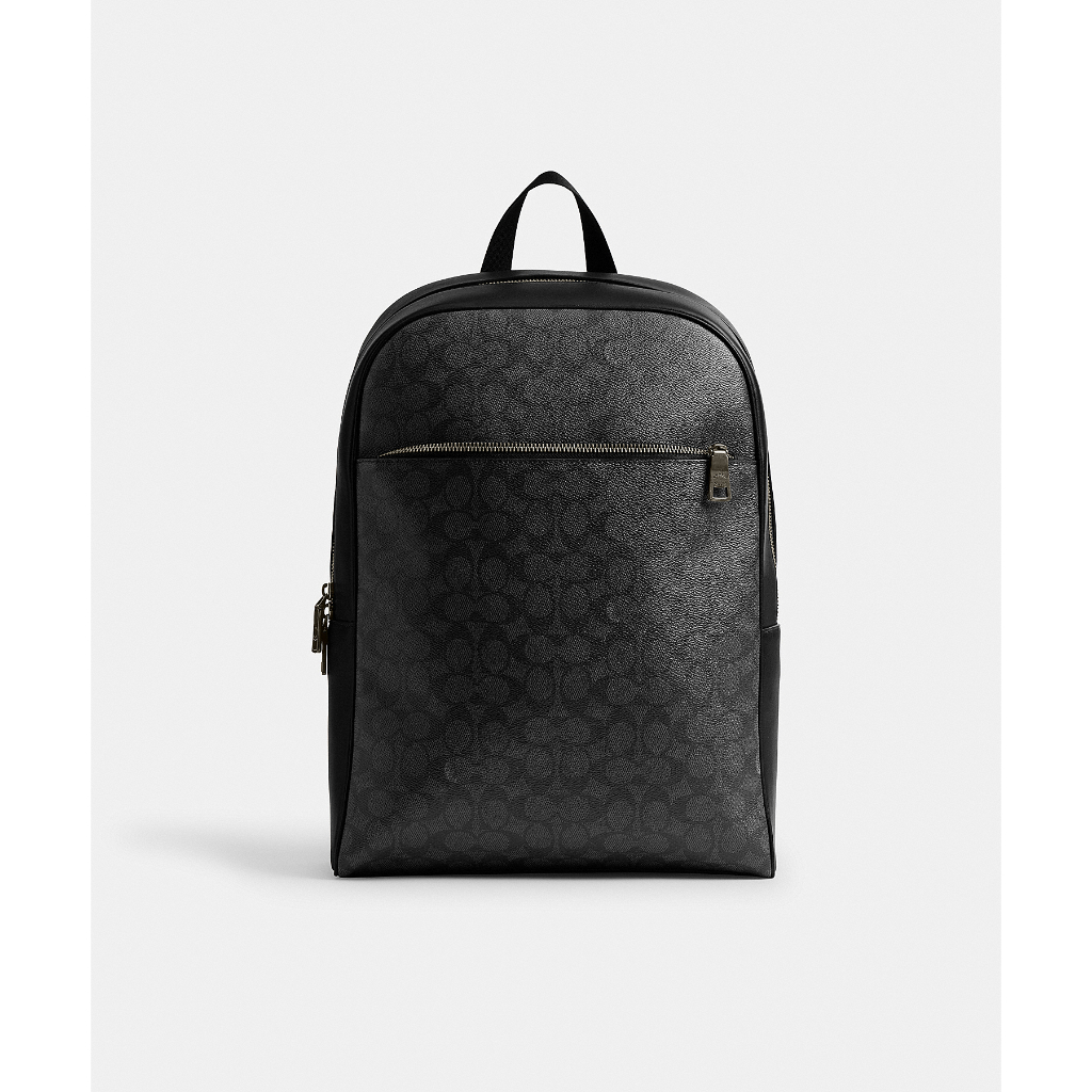 Coach CAJ90 Owen Backpack In Signature Canvas (QBMI5) กระเป๋าเป้ผู้ชาย สี Qb/Charcoal/Black