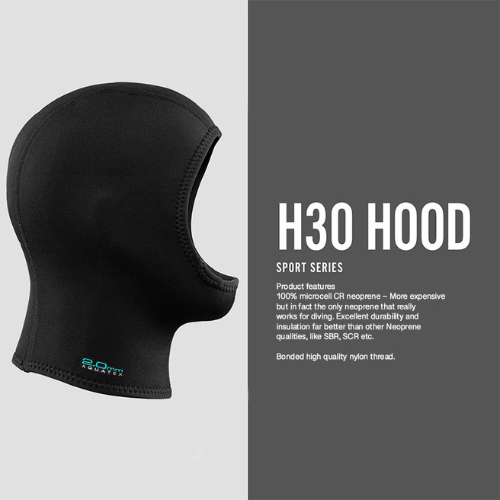 Waterproof H30 Hood 2mm ฮู้ดเหมาะกับการดำน้ำเขตร้อน และให้การปกป้องอย่างดีด้วย Microcell CR นีโอพรีน