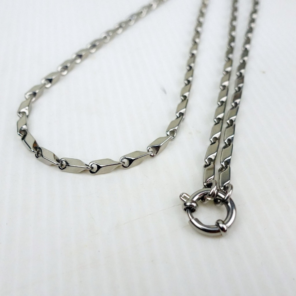 PN44 สร้อยคอ ลายก้านเงา แท่งตัน 3 มม ตะขอ ห่วงสปริง รังดุม สร้อยคอสแตนเลสแท้ stainless necklace