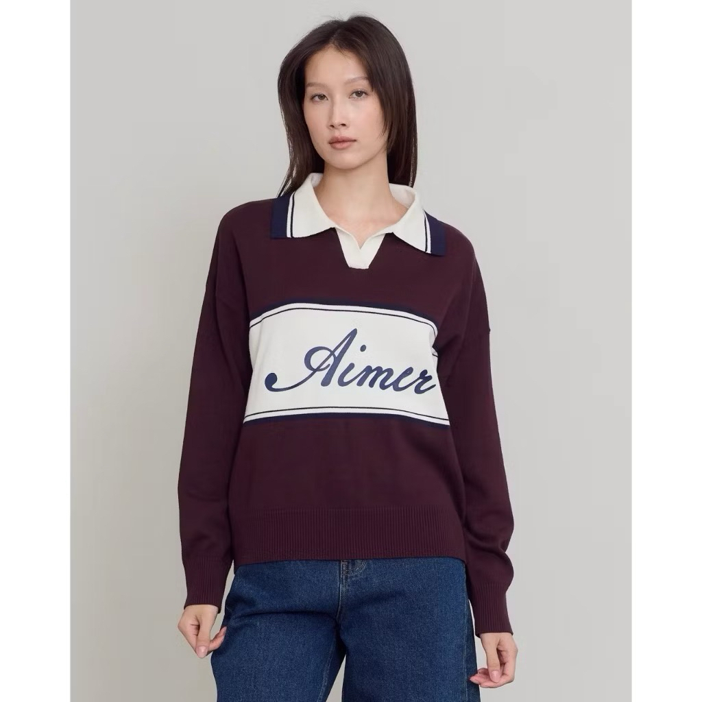 AIMER - Knit Oversized Polo เสื้อโปโล โอเวอร์ไซส์