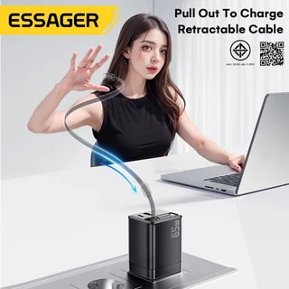 Essager เครื่องชาร์จ USB Type C 65W พร้อมสายเคเบิล อะแดปเตอร์ชาร์จเร็ว USB C สำหรับโทรศัพท์ แล็ปท็อป GAN SOC