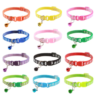 MG-137 ปลอกคอสัตว์เลี้ยง รุ่น Bell Collar ลายอุ้งเท้าแฟชั่น สำหรับหมาและแมว มีให้เลือก 12 สี ปรับขนาดได้ตามต้องการ