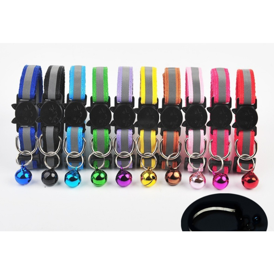 MG-139 ปลอกคอสุนัขและแมว พร้อมกระดิ่ง มีให้เลือก 12 สีสดใส สายสะท้อนแสง ปลอดภัยเวลาเดินตอนกลางคืน