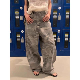 📍พร้อมส่งSLXL📍Smoke camo barrel jeans • ยีนส์ทรงชิคๆ มาในผ้ายีนส์ลายทหาร เท่มาก❕เย็บแบบขยายด้านข้างพองๆทรงถัง