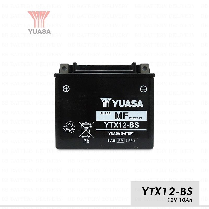 แบต BIGBIKE แบตเตอรี่ BIGBIKE แบตมอเตอร์ไซค์ บิ๊กไบค์  YUASA YT12B-BS 12V 10Ah