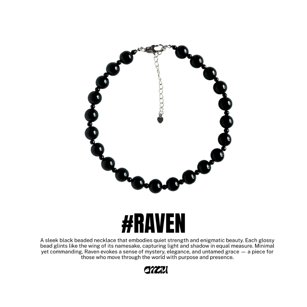 EMAU- Raven the Sleek Black Agate Stones Necklace สร้อยหินดำอาเกต