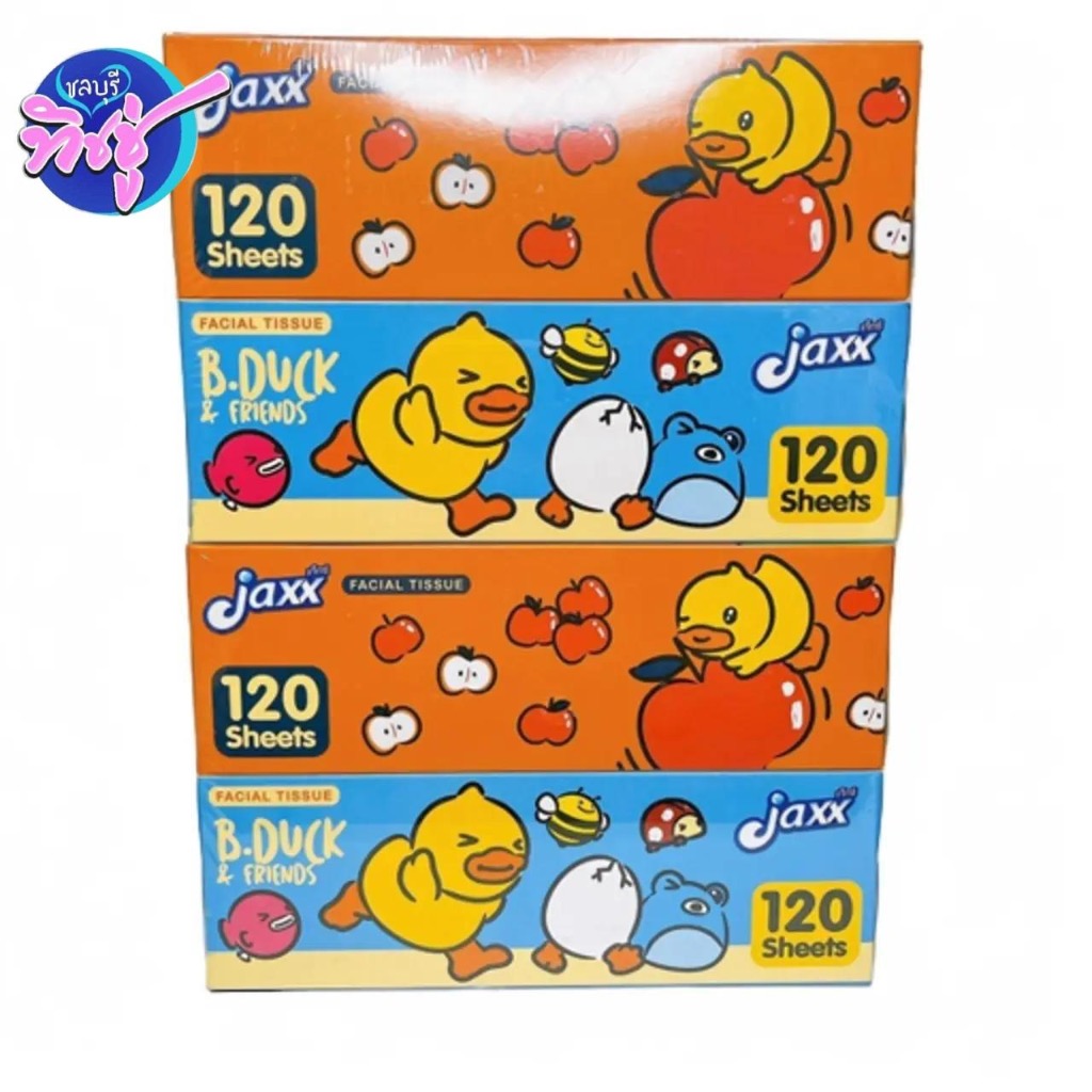 [แพค] Jaxx B. Duck กระดาษทิชชู่เช็ดหน้าแบบกล่องแข็ง ขนาด 120 แผ่น แพค 4 กล่อง