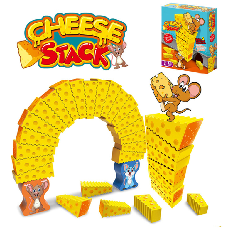 พร้อมส่ง เกมส์หนูตั้งชีส ฝึกสมาธิ CHEESE&ICE STACK GAME เกมเรียงชีส เล่นได้ทั้งครอบครัว