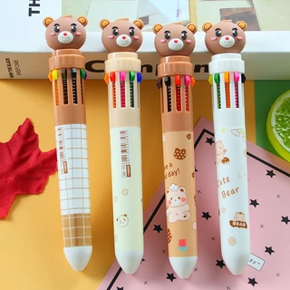 🔥ส่งในไทย🔥 ปากกากดหลายสี 10 สี ขนาด0.7มม. ปากกาลูกลื่น ปากกาหลายสี ปากกาลายการ์ตูน เครื่องเขียน ของแจก