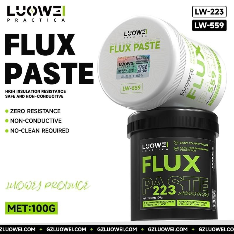 LW-223/559 100G SOLDER FLUX ตะกั่วฟรีฮาโลเจนฟรีฉนวนกันความร้อนไม่มีทําความสะอาดฟลักซ์สําหรับโทรศัพท์มือถือแล็ปท็อปชิป CP