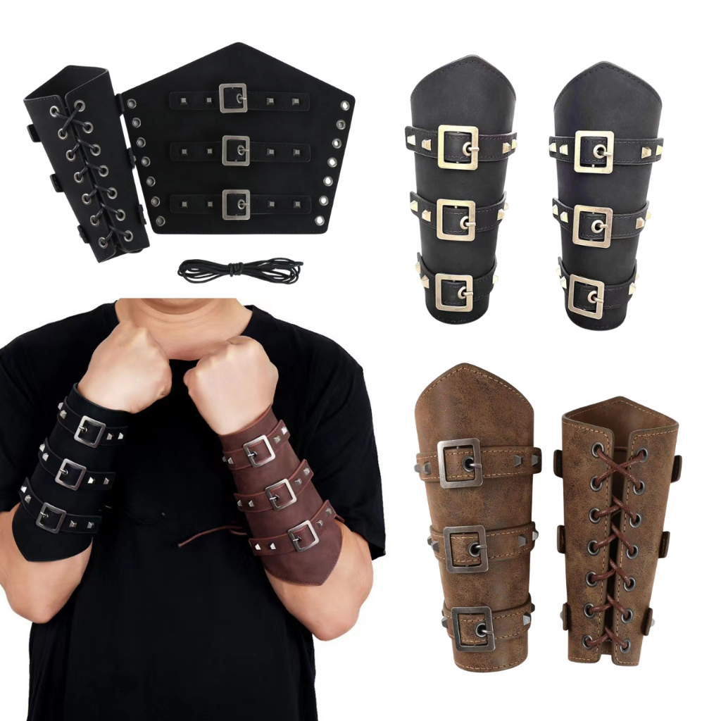 พร้อมส่งด่วน ปลอกข้อมือหนังเท่ๆ สไตล์พังก์ โกธิค ปลอกมือคอสเพย์ ปลอกแขนย้อนยุค อุปกรณ์คอสเพลย์