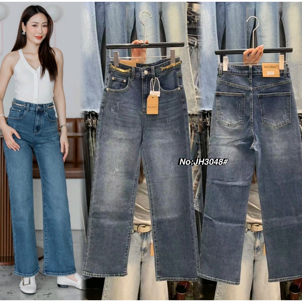 JH3048# กางเกงยีนส์ขากระบอก