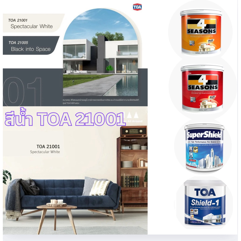 สีน้ำ กึ่งเงา TOA21001 ภายในและภายนอก