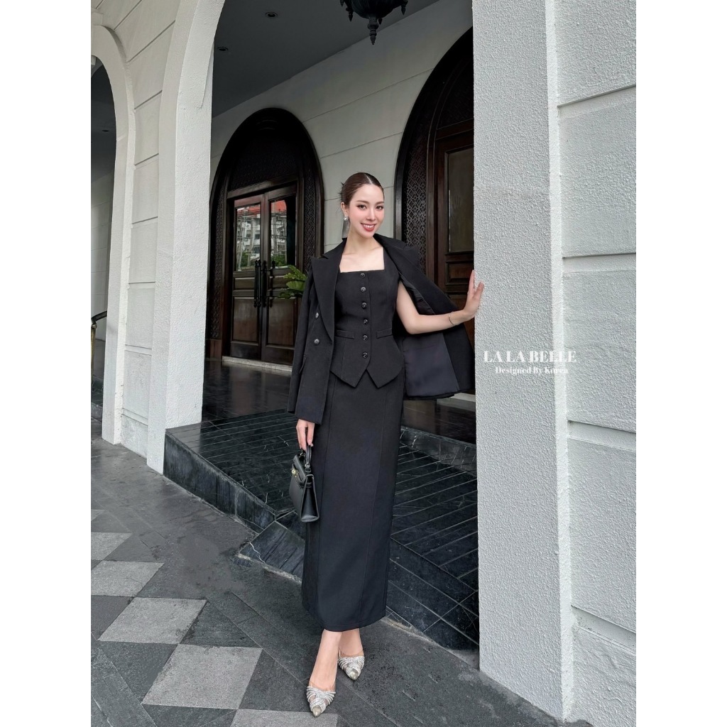 ร้านโค้ดคุ้ม  LA LA BELLE เซต 3 ชิ้นผ้าสูทอัดกาวอย่างดี ใส่ออกงาน ทำงาน รุ่นกระโปรง สวย หรู ดูดีมาก ราคา ถูกที่สุด ดีลบีเคเค แกลเลอรีภาพที่ 2
