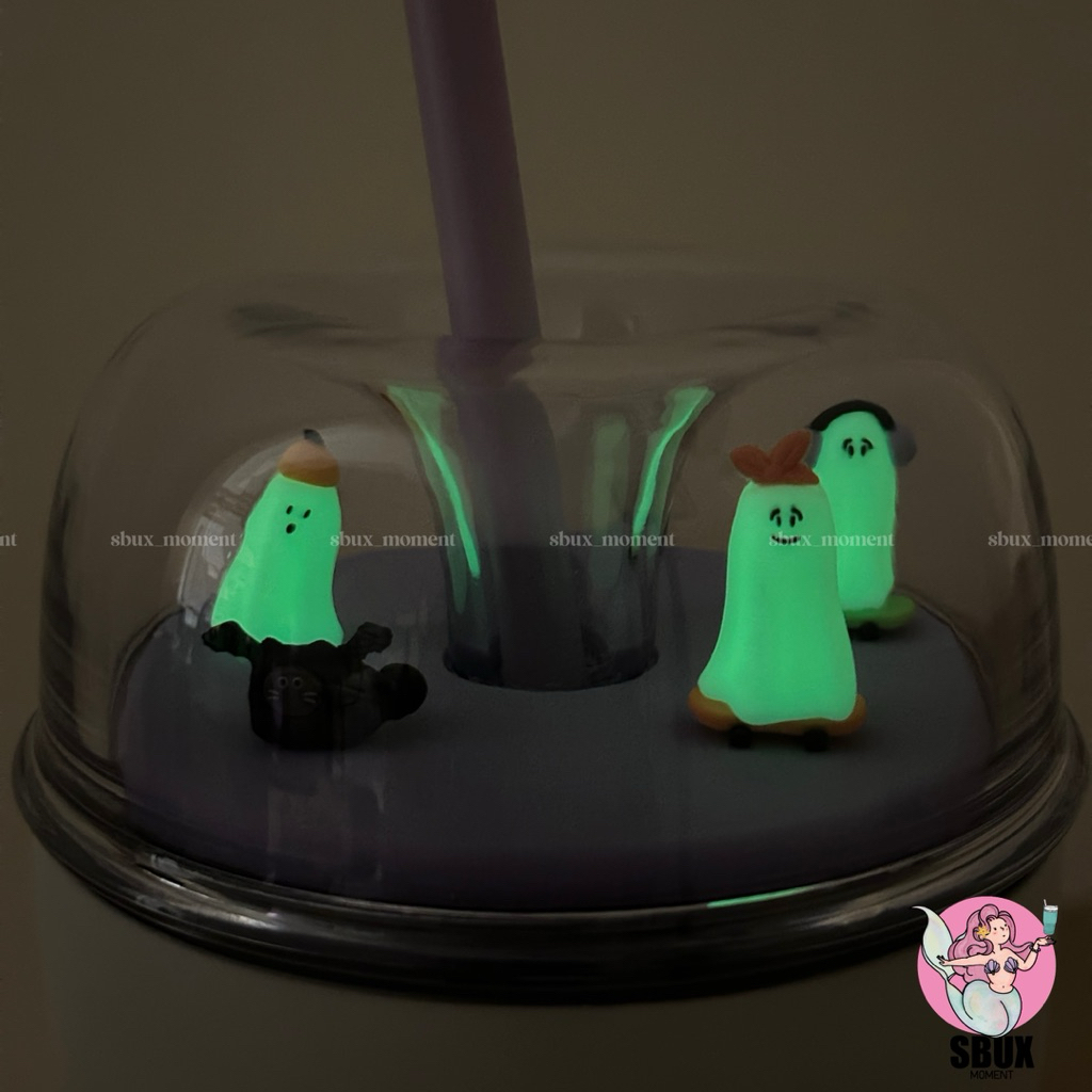 👻🛹 แก้วHalloween Starbucks Hipster Ghosts & Kitten Skateboard Cold Cup 16oz พร้อมหลอด 🐱