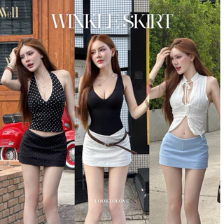 Look2Love-L22 กระโปรงสั้นเอวต่ำ ติดเพรช รุ่นWINKLE SKIRT 3สี