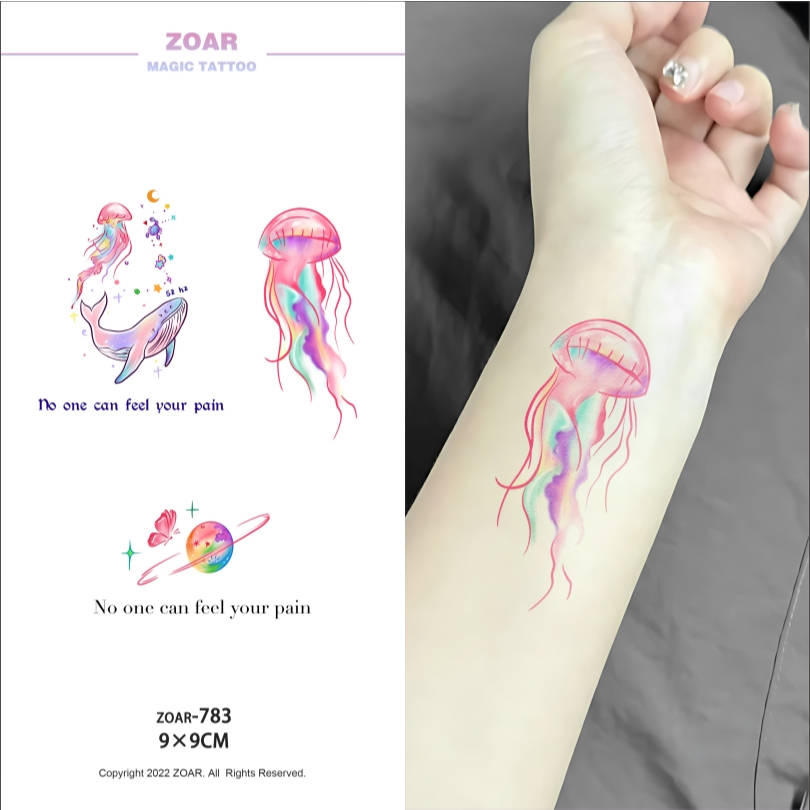 ZOAR-783 สติกเกอร์รอยสักสีสันสดใส สติกเกอร์รอยสักผู้หญิงลายการ์ตูนสุดน่ารัก ติดทนไม่หลุด ใช้งานง่าย ลงสีได้ทันทีและกันน้