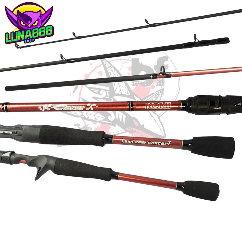 คันเบ็ด คันเหยื่อปลอม. KOMI Racer กราไฟท์ 6.6 ฟุต 1 ท่อน สปิน/เบท ไกด์ 9-8 ตัว เวท 10-20lb.
