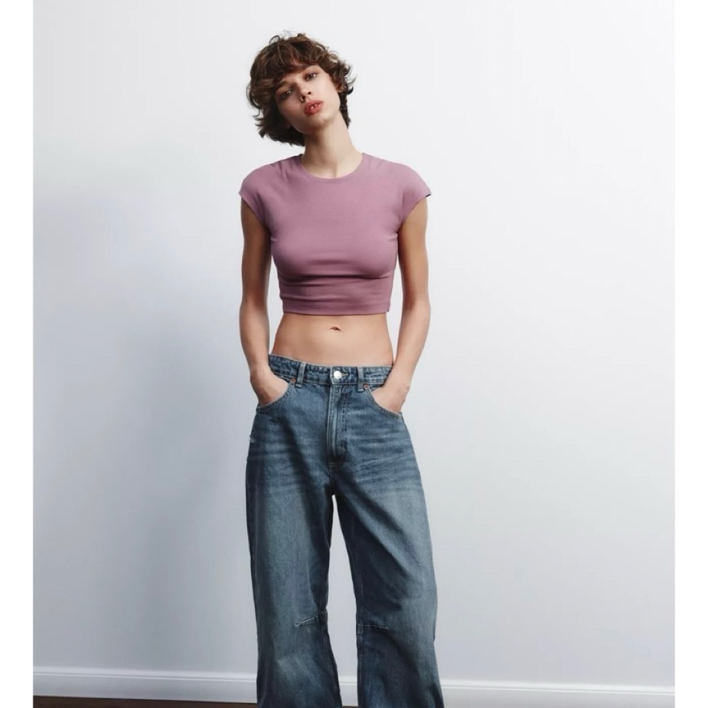 zara top 30-36 purple cotton