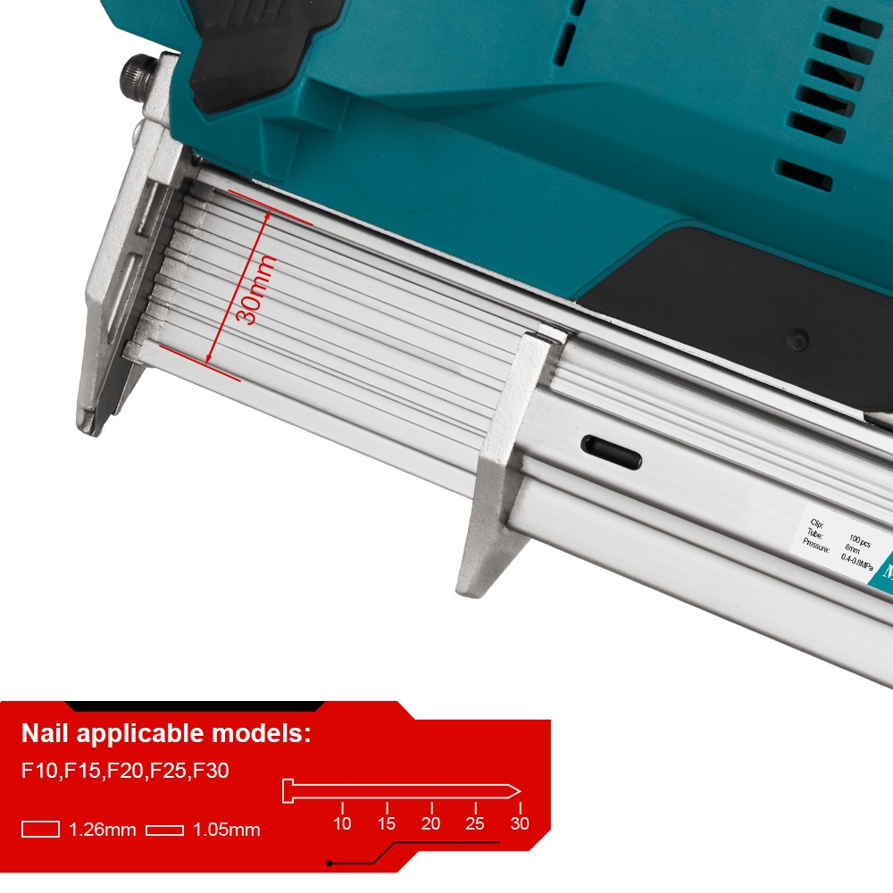 F30G ปืนยิงตะปูไร้สาย 299V พร้อมแบตเตอรี่ลิเธียม 6.0Ah×2 ใช้กับตะปู F30 สำหรับงานไม้ งานเฟอร์นิเจอร์ - รูปที่ 2