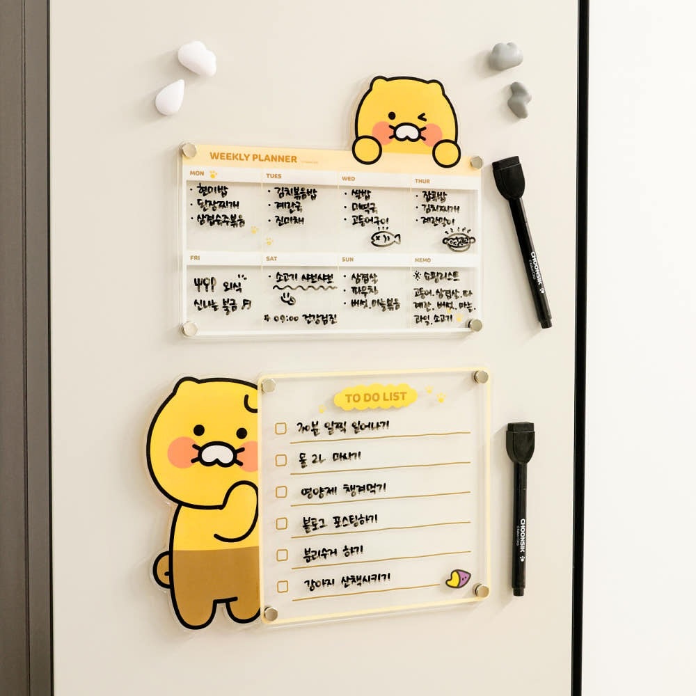 พร้อมส่ง KAKAO FRIENDS Choonsik To-do list / Weekly Planner แผ่นใสอคริลิกเขียน-ลบได้ แผ่นยึดแม่เหล็กในตัว